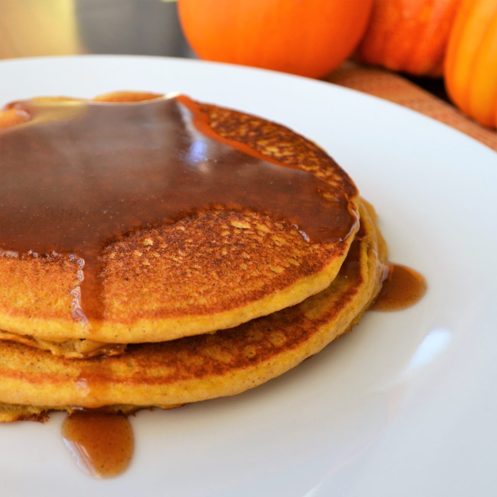 Pumpkin Pancakes with Cinnamon Honey Butter