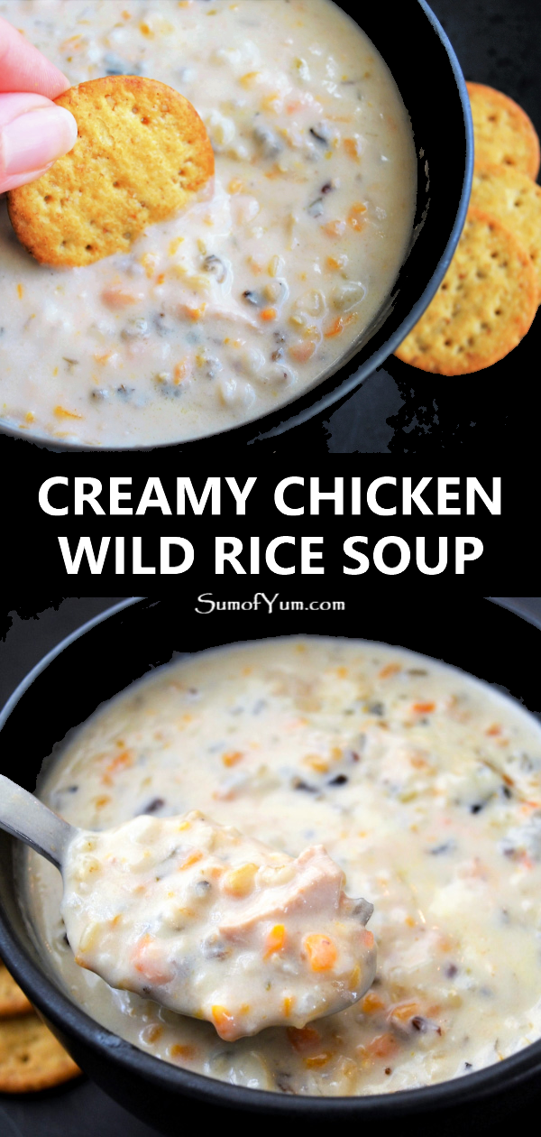 Slow Cooker Creamy Chicken Wild Rice Soup Pin