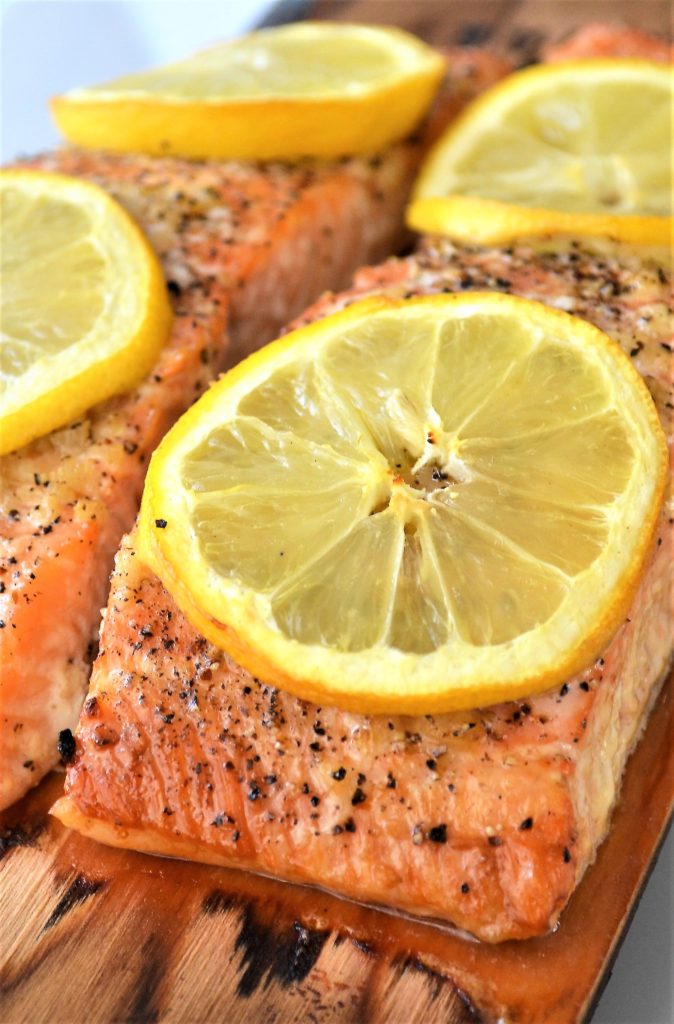 Grilled Lemon Garlic Cedar Plank Salmon Recipe - The Sum of Yum