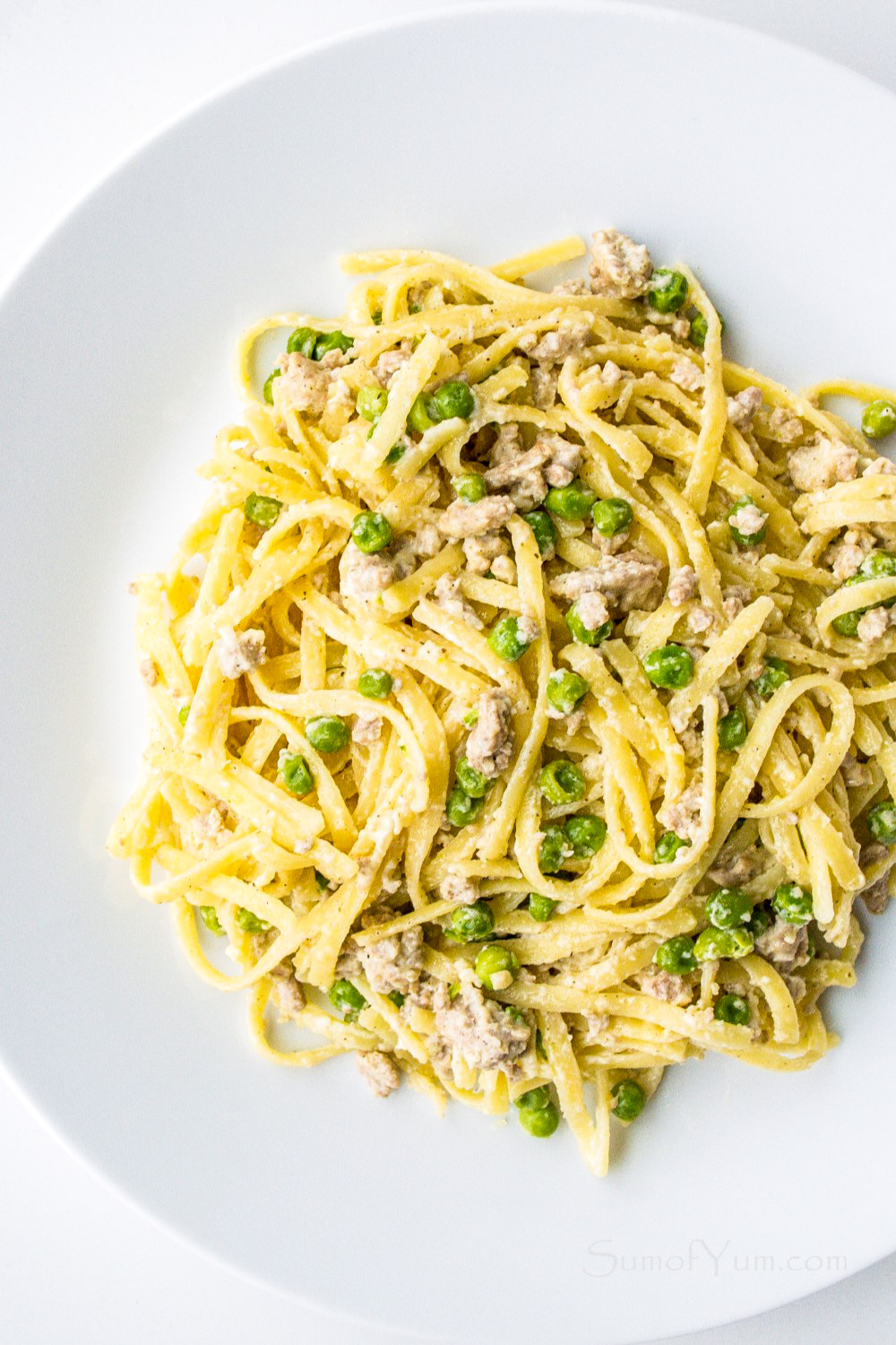 Creamy Turkey Pasta and Peas - Sum of Yum