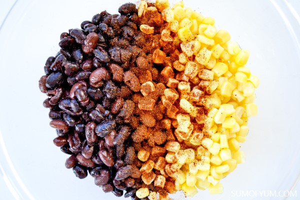 Corn and Bean mix for Veggie Nachos