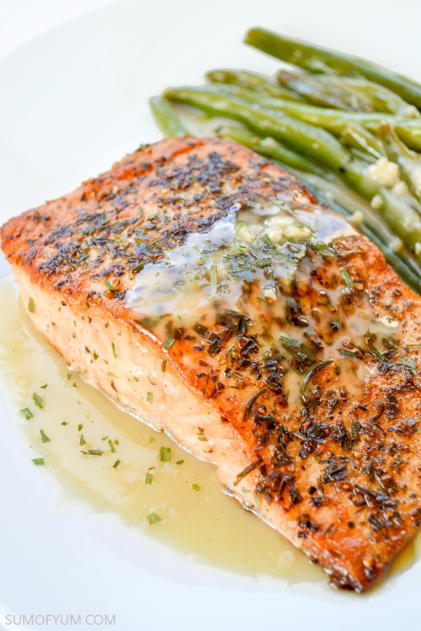 Pan Seared Salmon with Wine Butter Sauce - Sum of Yum
