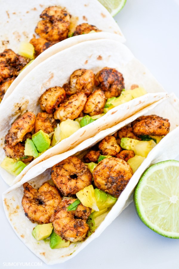 Spicy Cajun Shrimp Tacos with Pineapple and Avocado
