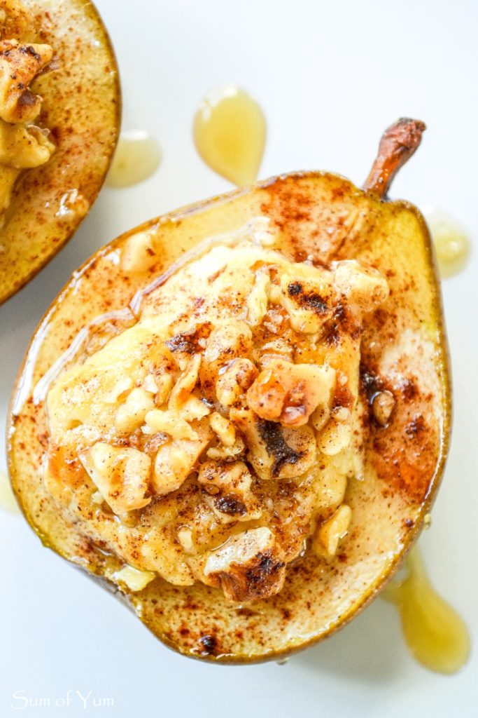 Baked Pears with Honey Walnut Goat Cheese