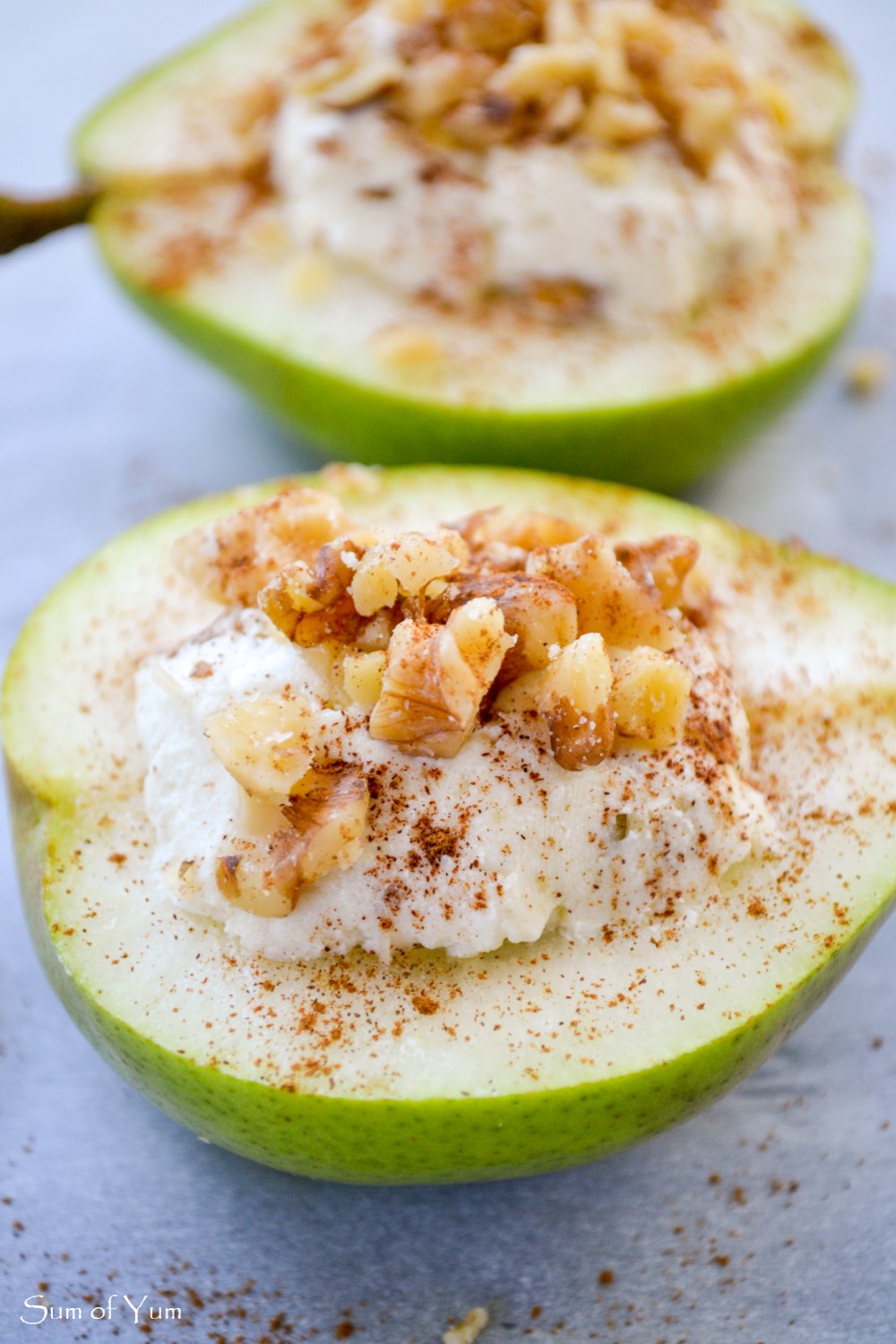 Baked Pears With Honey Walnut Goat Cheese Sum Of Yum 