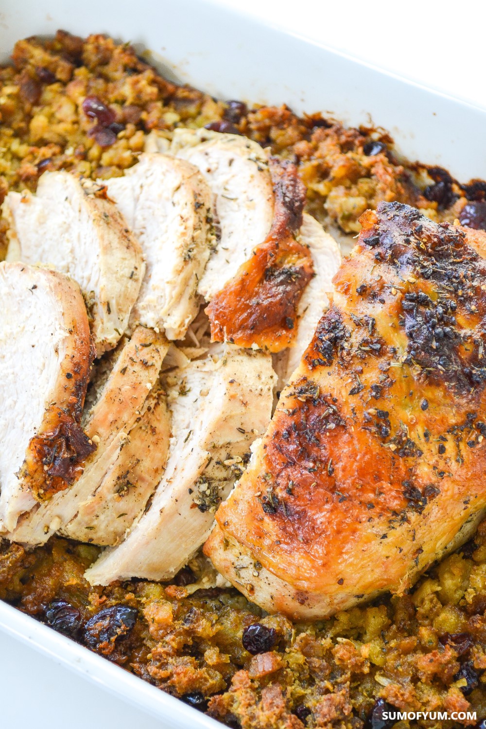 Roasted Turkey Breast with Cranberry Stuffing - Sum of Yum