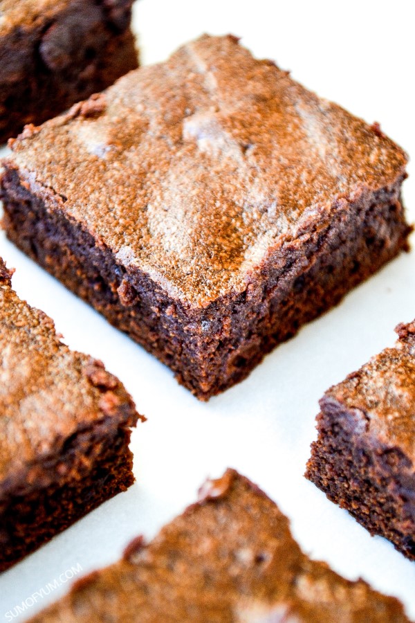 Chocolate Brownies cut closeup