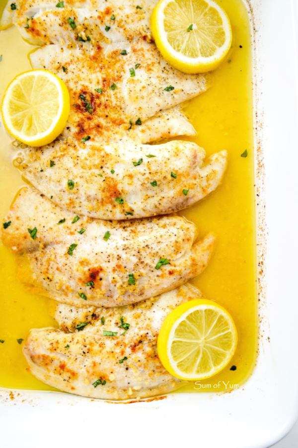 Baked Tilapia with Garlic Lemon Butter - Sum of Yum