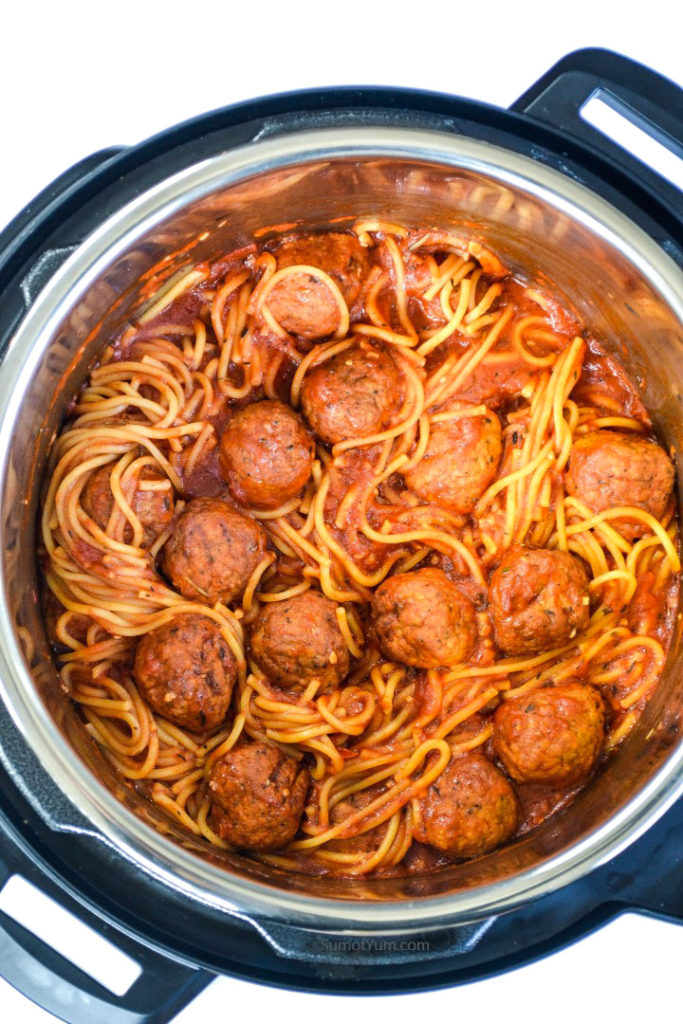 Instant Pot Spaghetti and Meatballs - Sum of Yum