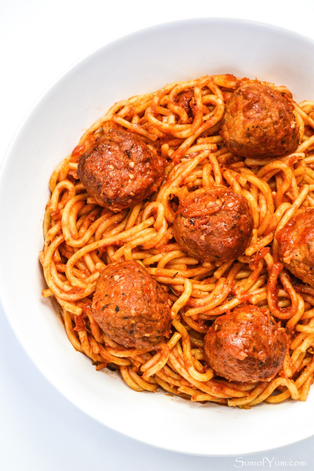 Spaghetti and Meatballs on plate