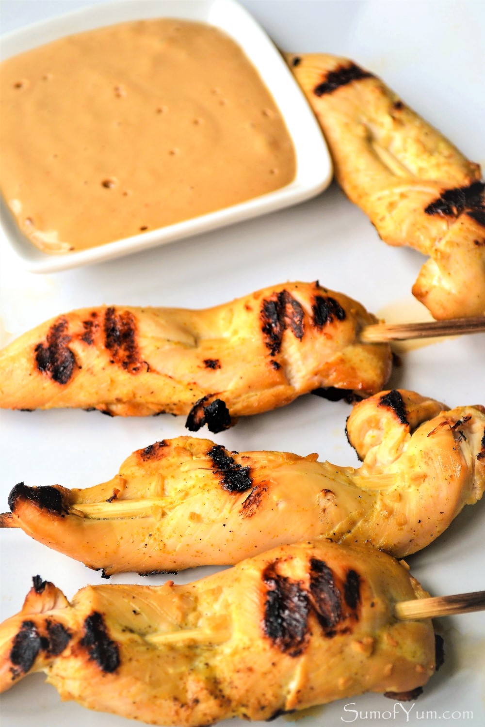 Grilled Chicken Satay Skewers with Peanut Sauce 