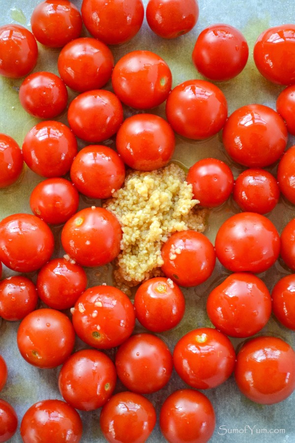 Tomatoes and Garlic on sheet pan