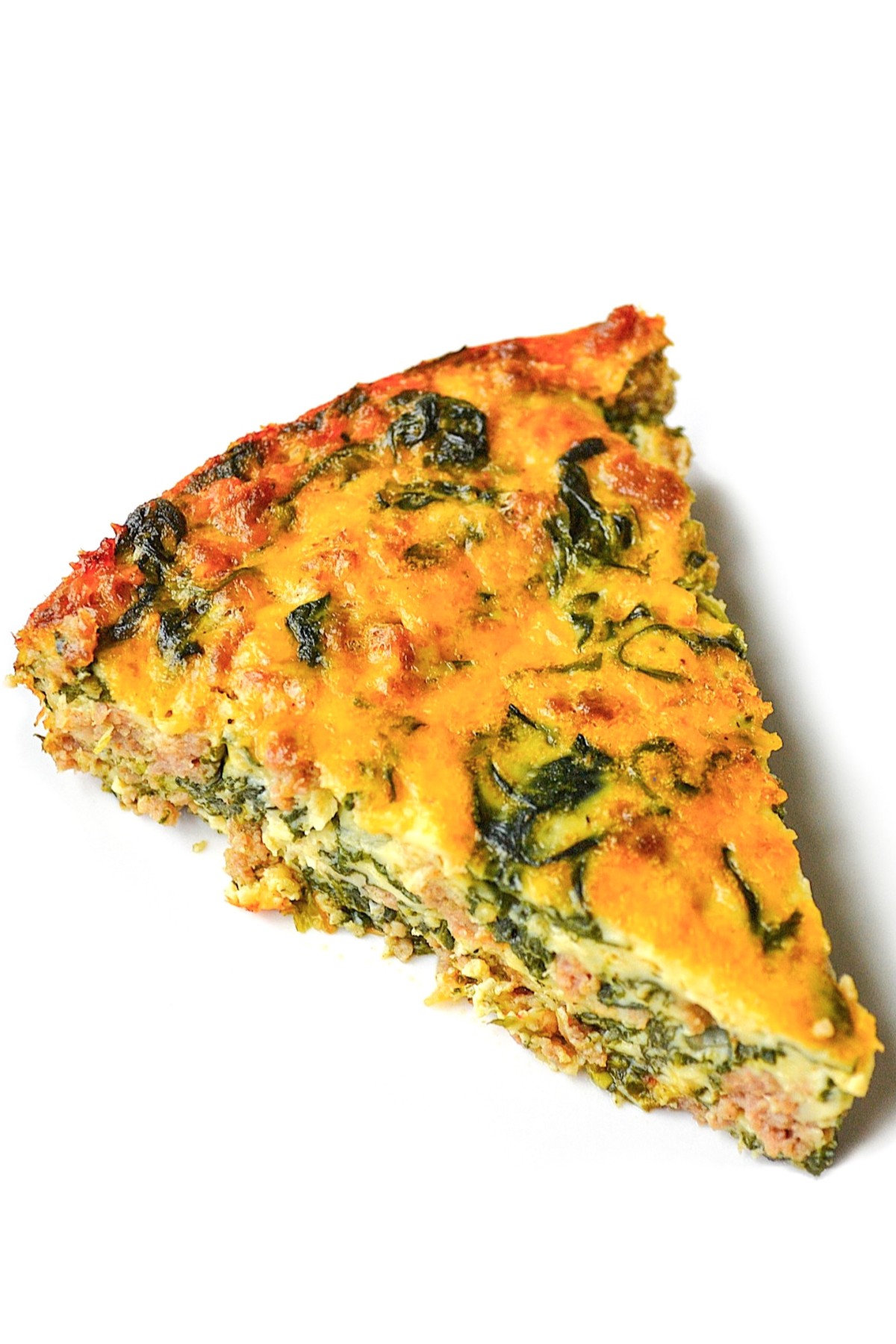 French Crustless Quiche Recipe with Spinach Goat Cheese and Turkey Sausage - SumofYum.com Crustless Quiche with Spinach, Goat Cheese and Turkey Sausage