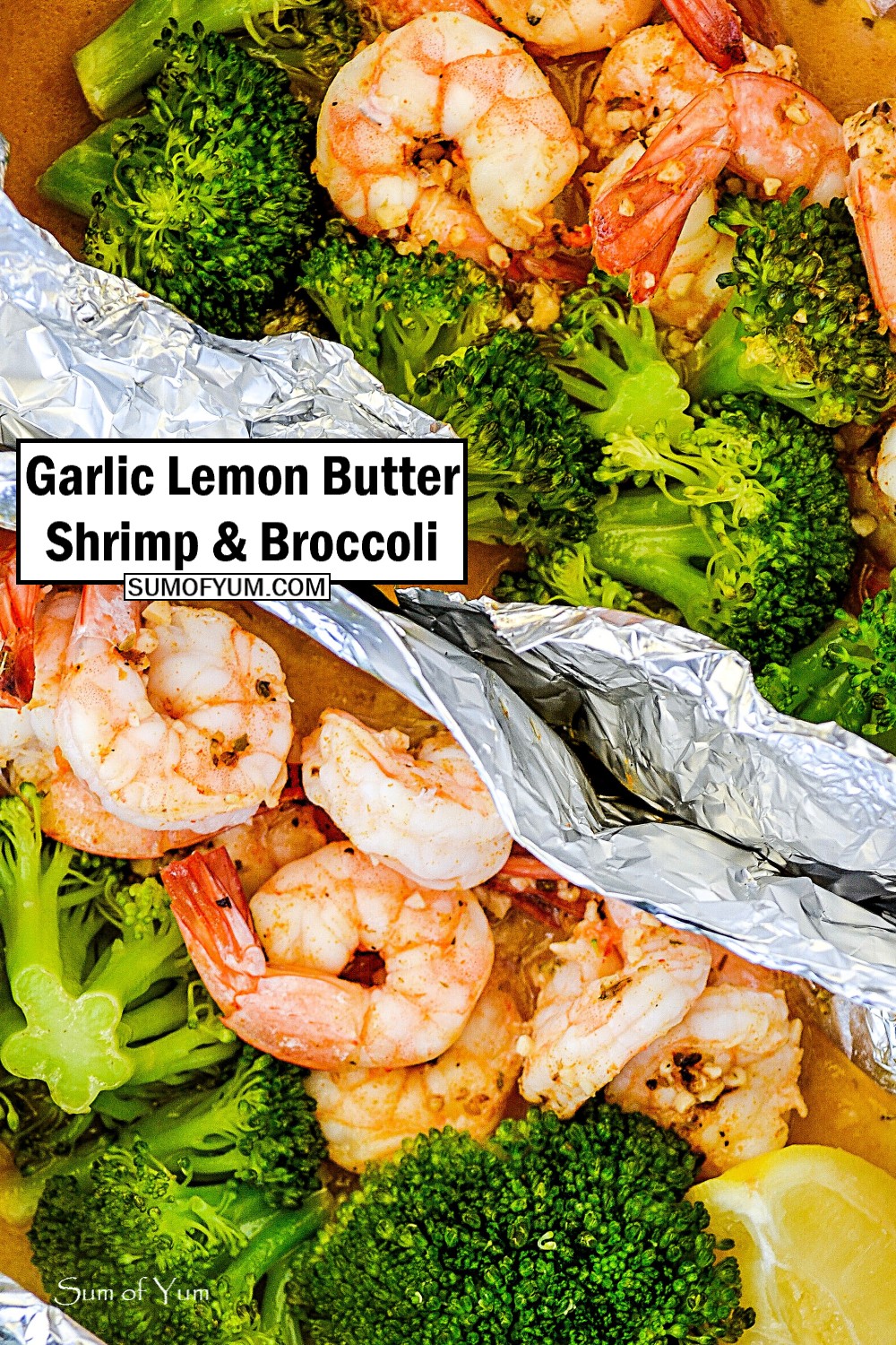 Grilled Lemon Garlic Butter Shrimp and Broccoli Foil Packs
