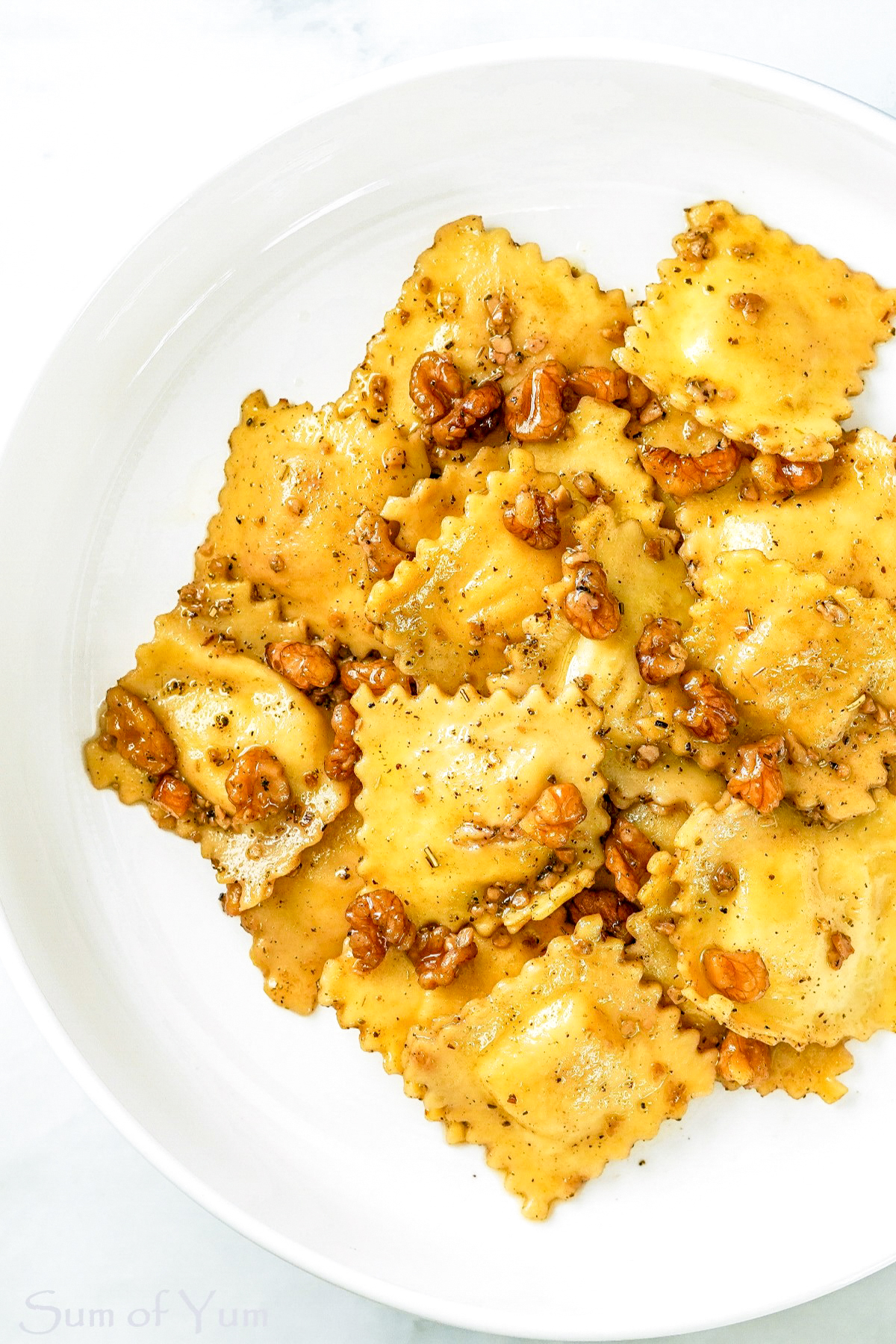 Ravioli with Sage Butter Sauce and Walnuts 