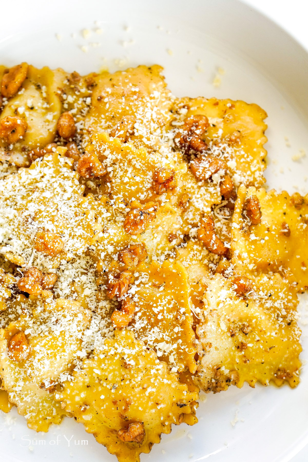 Sage Butter Ravioli with Walnuts and Parmesan