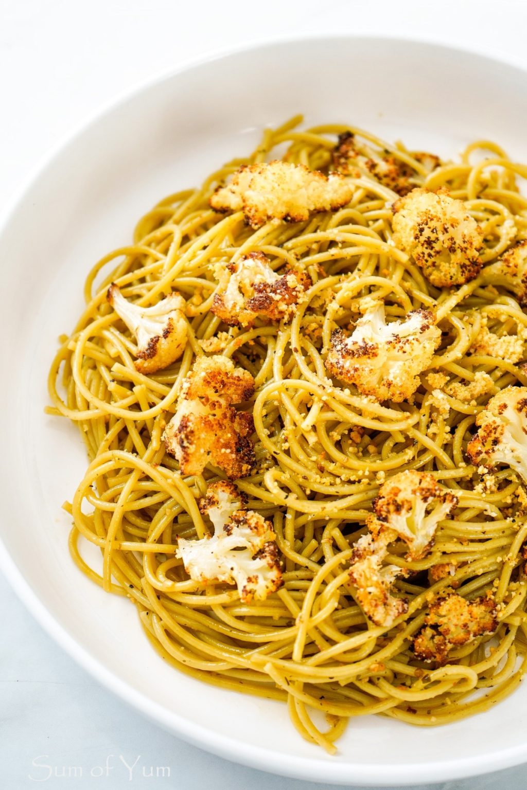 Roasted Cauliflower Pasta with Crispy Parmesan - Sum of Yum