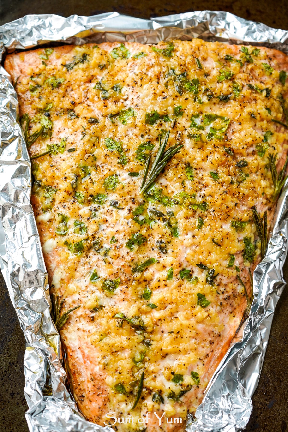 Baked Salmon with Garlic & Herbs
