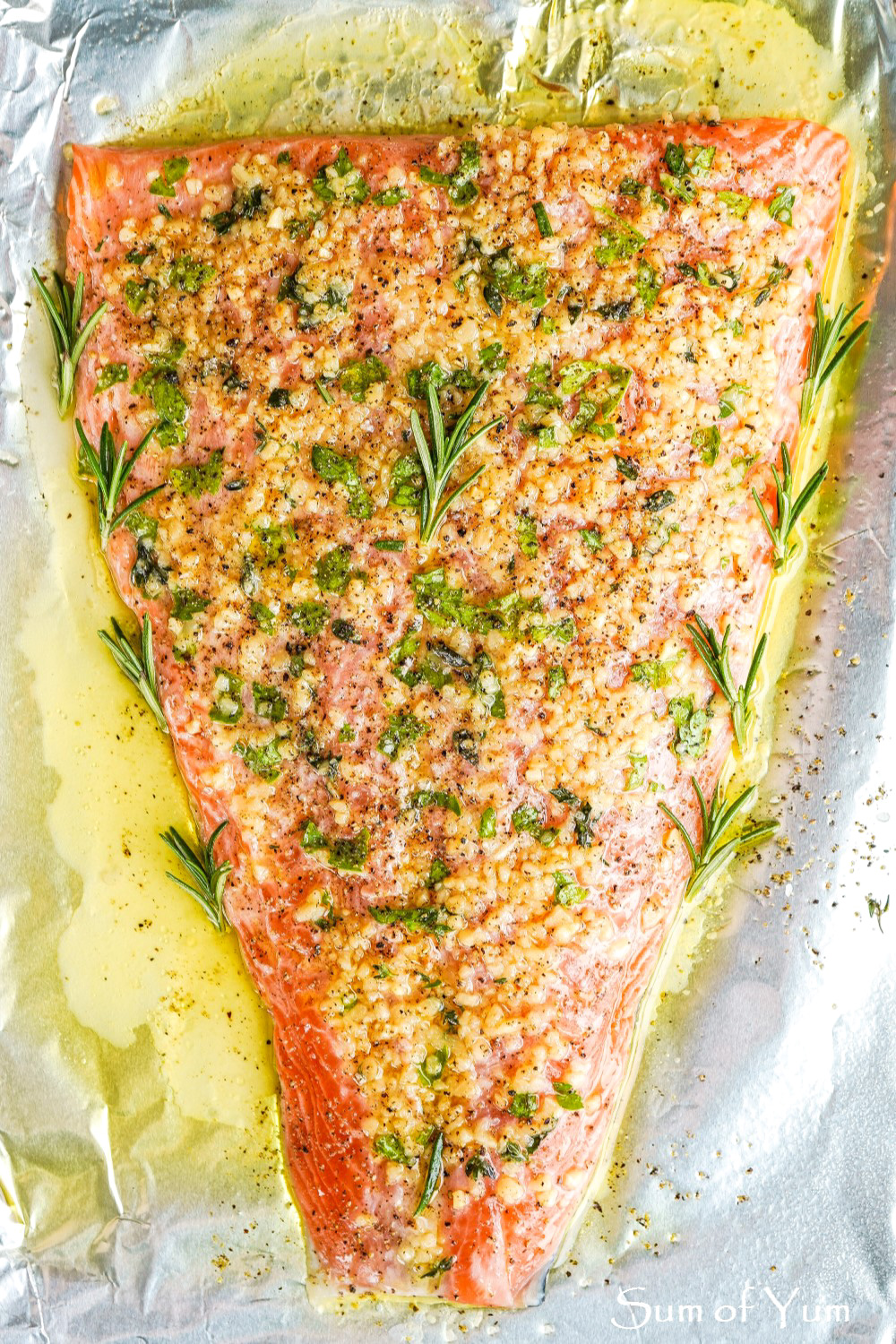 Salmon with Garlic and Herbs on Sheet Pan