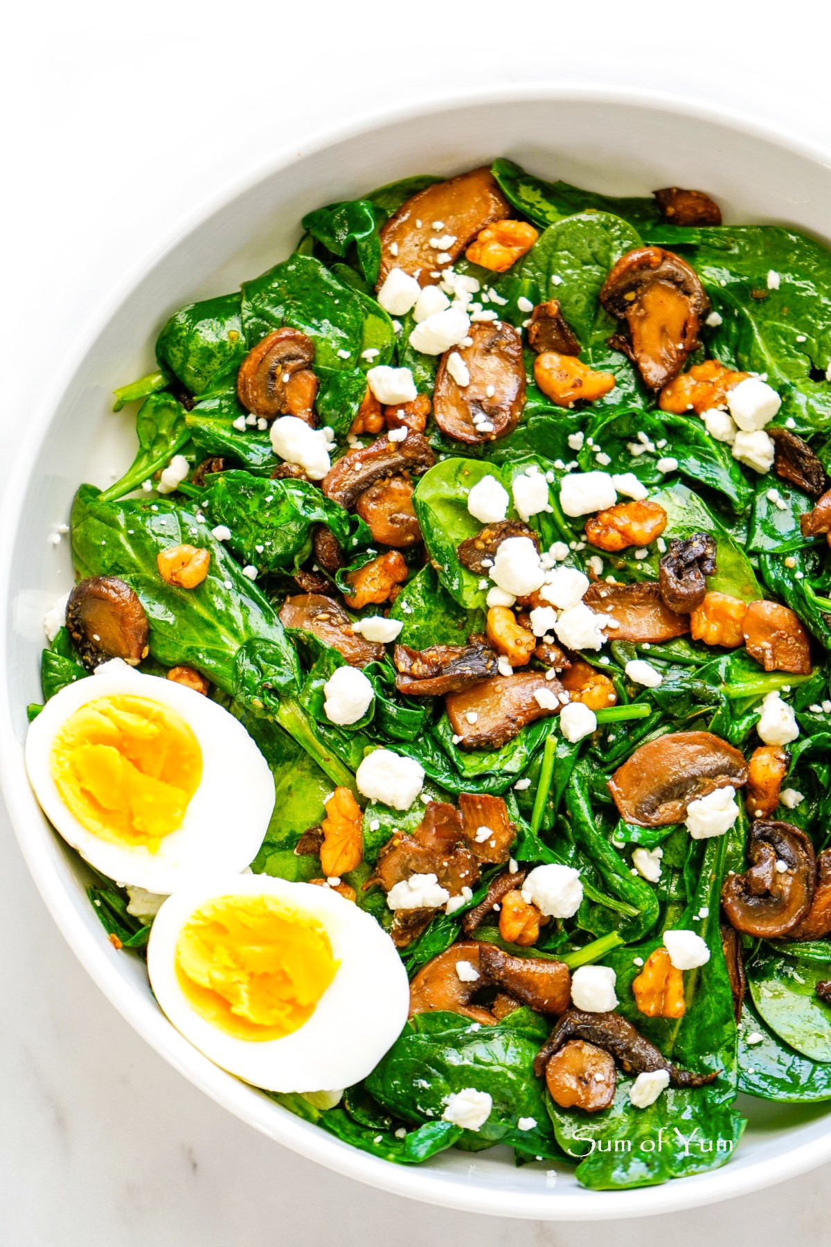 Warm Spinach Salad Ingredients in bowl