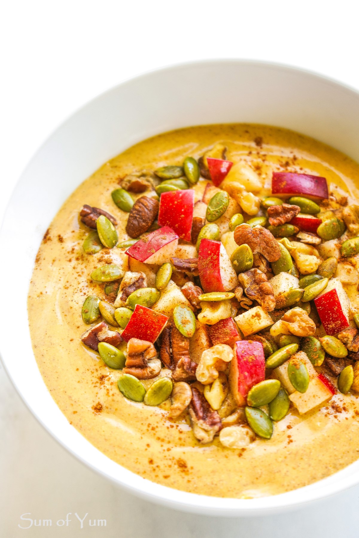 Autumn Pumpkin Smoothie Bowl with Fall Harvest Toppings 