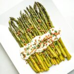 Roasted Asparagus with Goat Cheese Sauce and Pecans