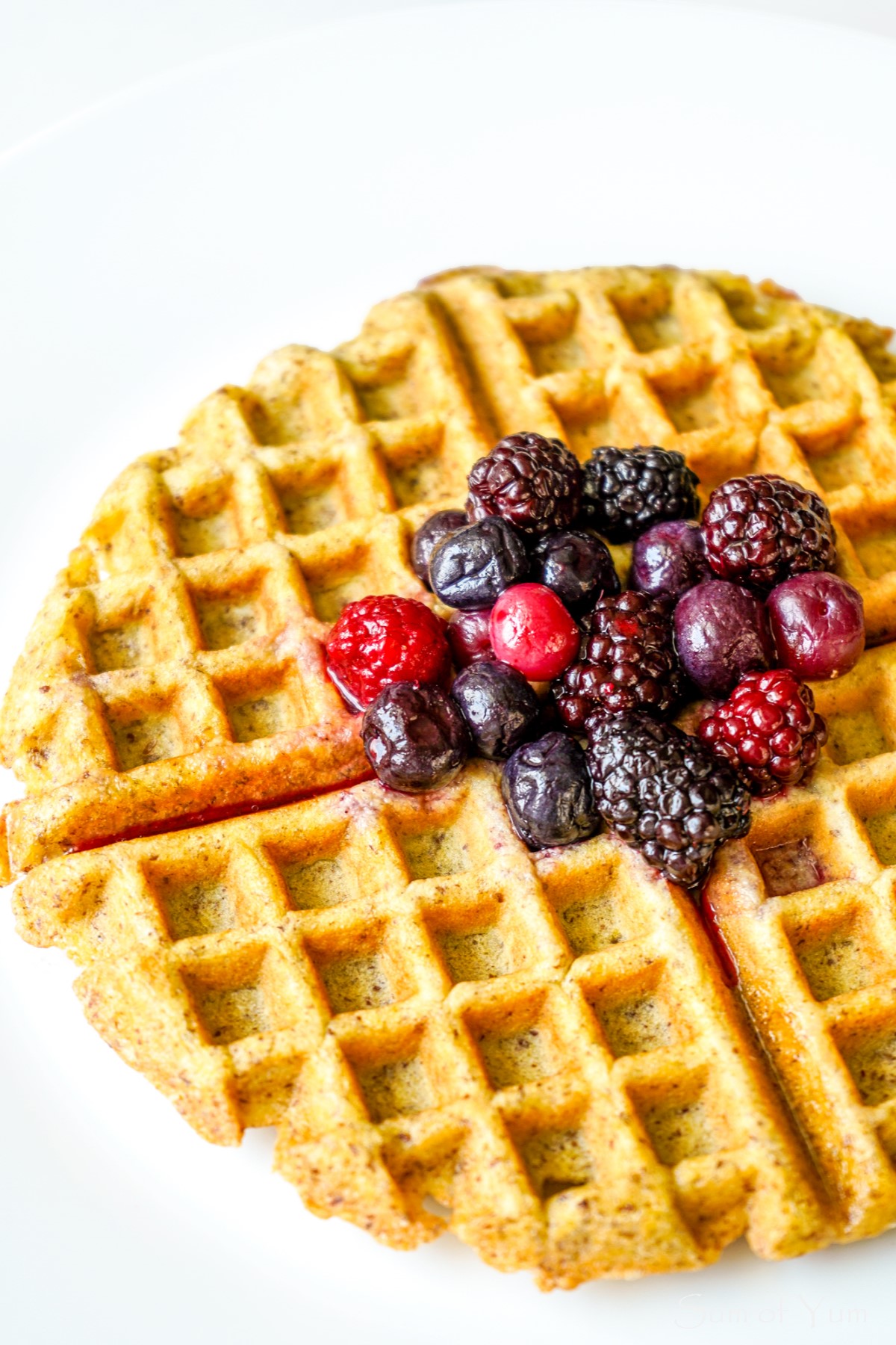 Almond Flaxseed Waffles with Berries