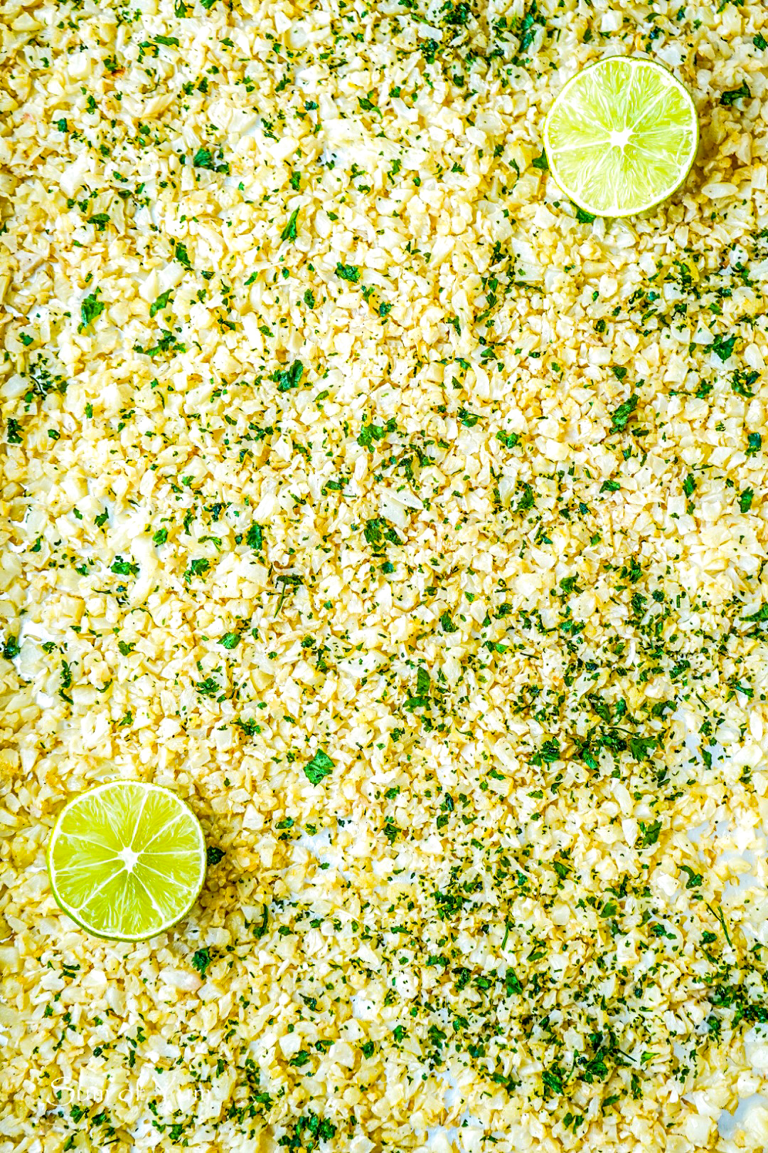 Sheet Pan Cauliflower Rice with Cilantro and Lime