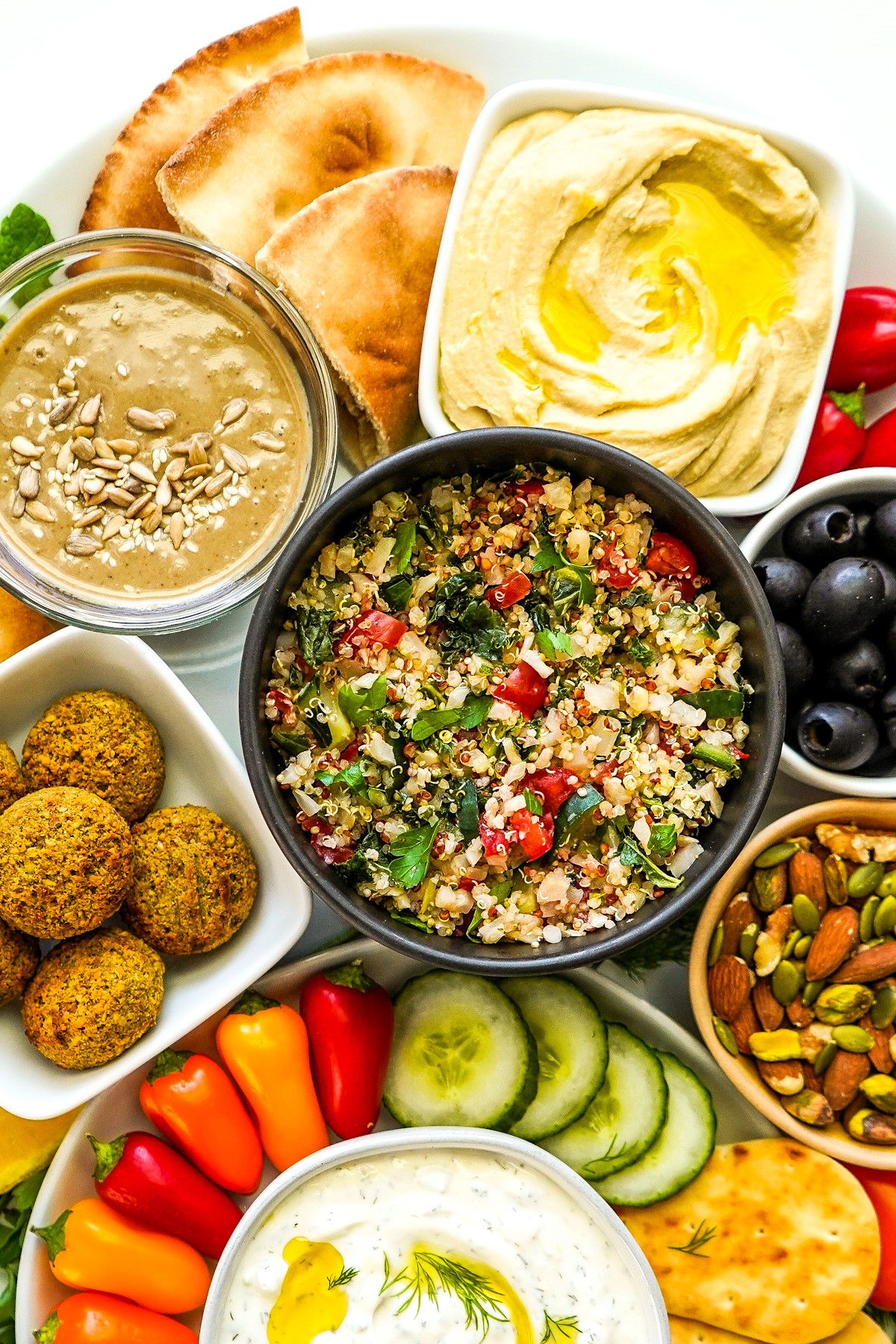 Cauliflower Tabbouleh on Mezze Platter