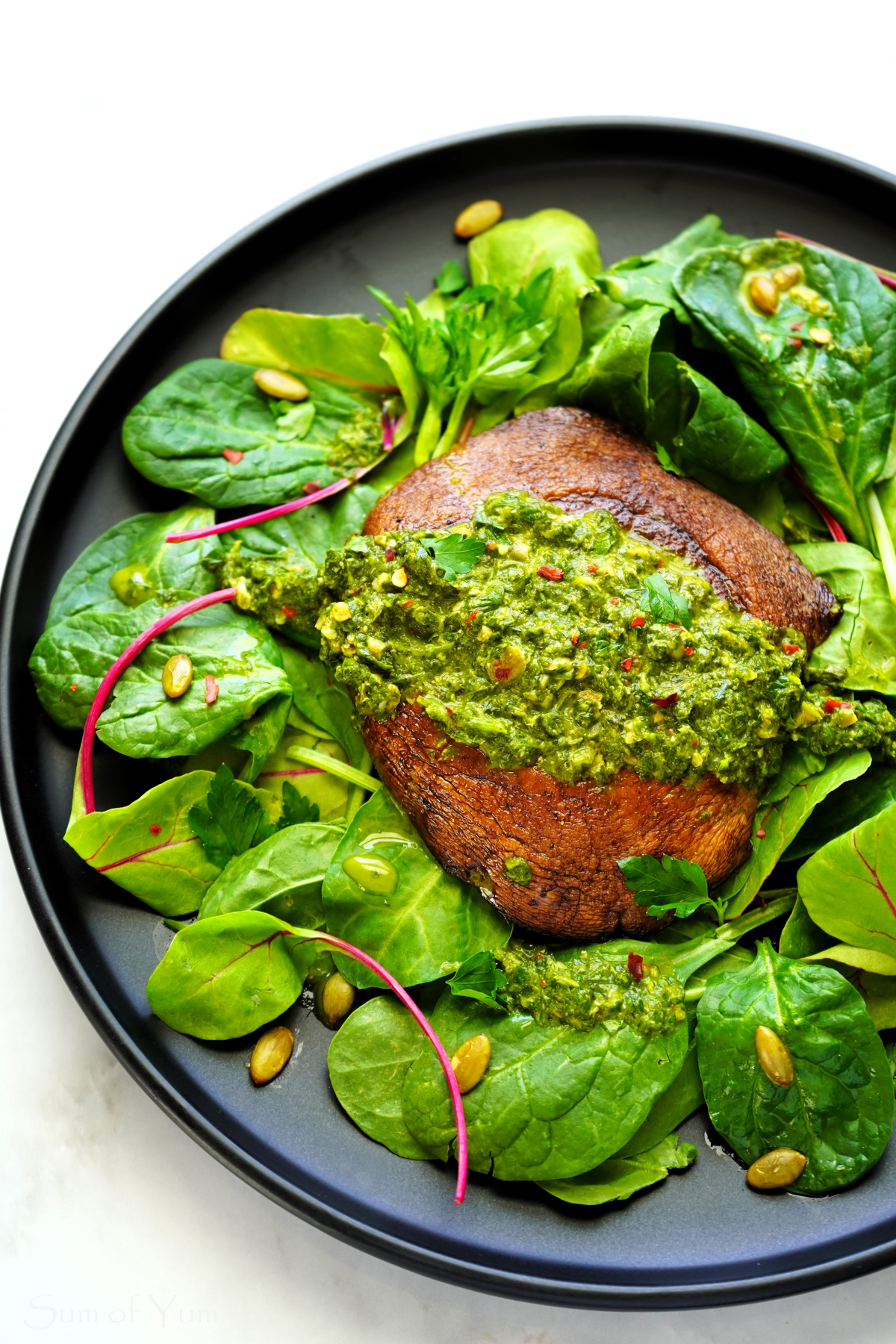 Grilled Portobello Mushroom Steak Salad with Chimichurri