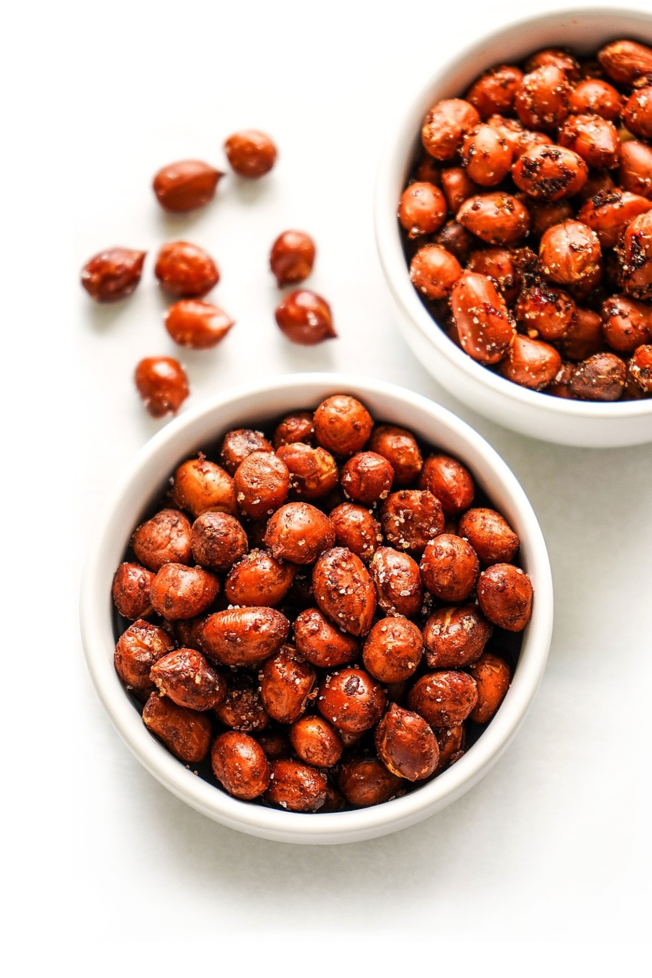 This spicy peanuts recipe has a variety of seasoned peanuts, including spicy Mexican peanuts, Tajin chili lime peanuts, and Cajun peanuts. SumofYum.com Spicy Seasoned Peanuts