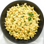 German Spaetzle with Garlic Butter, Parmesan Cheese and Parsley