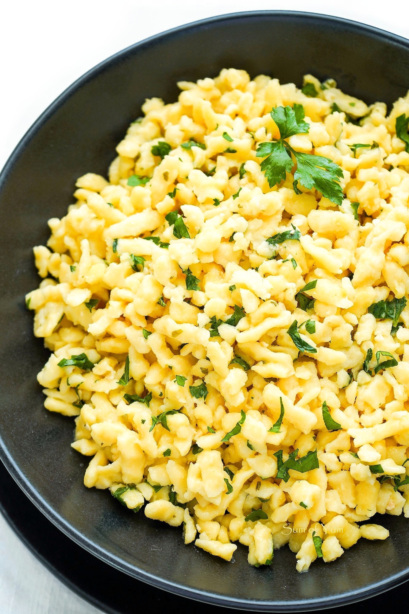 German Spaetzle with garlic, butter, parsley, and parmesan cheese