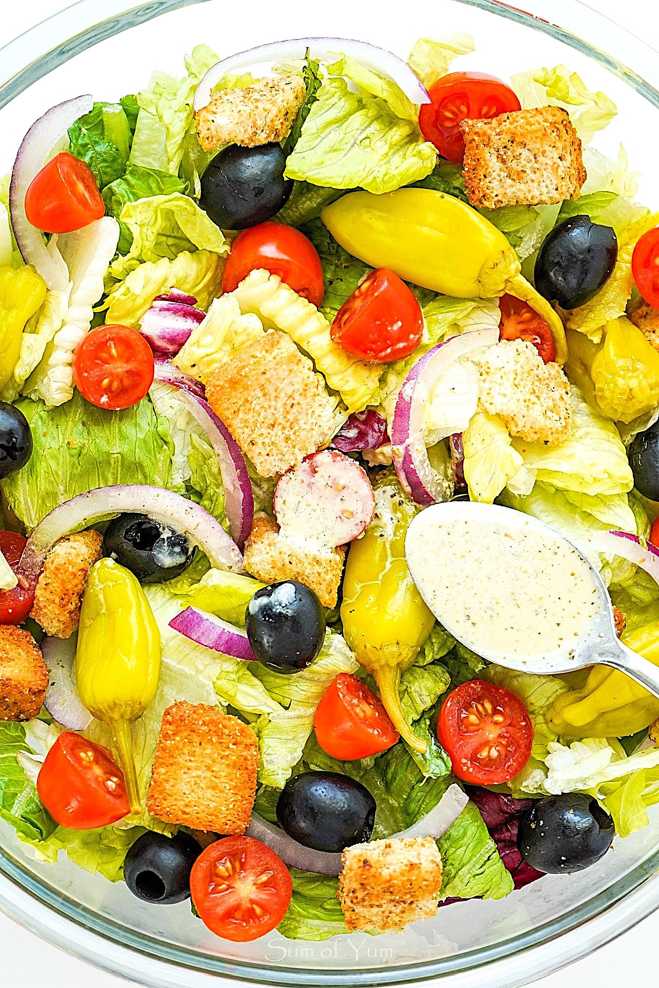 This easy homemade Italian dressing recipe is a Northern Italian dressing that's better than store-bought and delicious on salads and more! SumofYum.com Homemade Creamy Italian Dressing